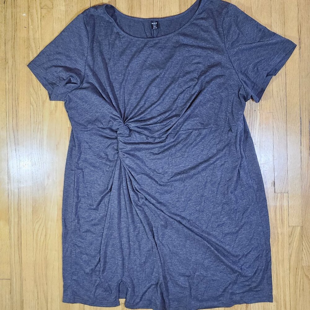 NWT Shein Fit+ Faux Wrap Twist Grey Jersey Mini Dress